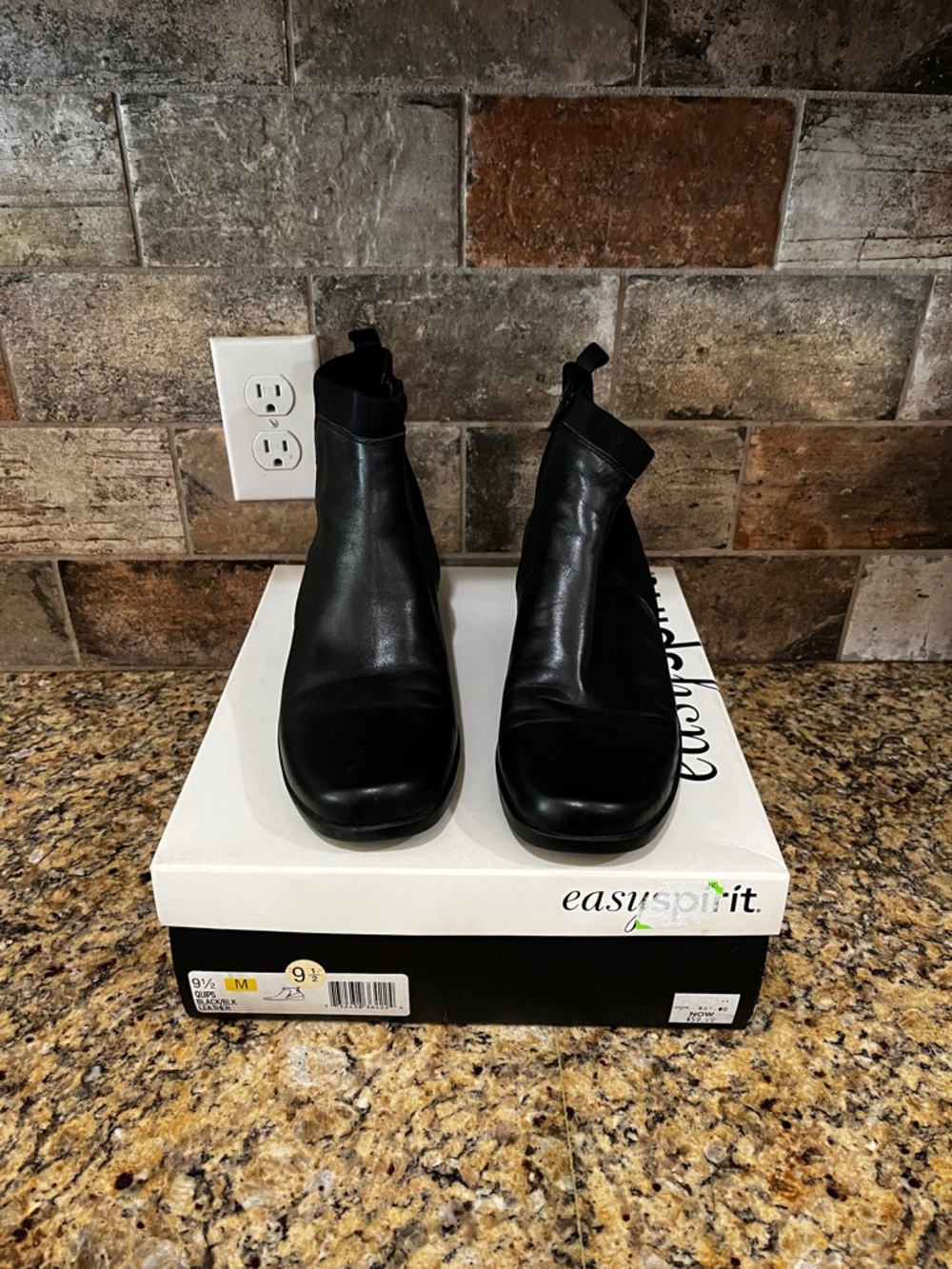 Easy Spirit Black Slip-On Leather Ankle Booties